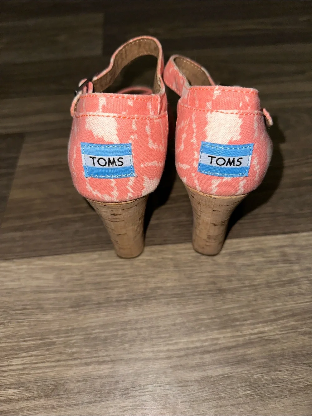 TOMS Coral Ikat Cork Wedges